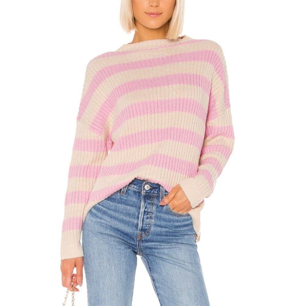 Lovers + Friends Candice Sweater in Tan & Pink Stripe